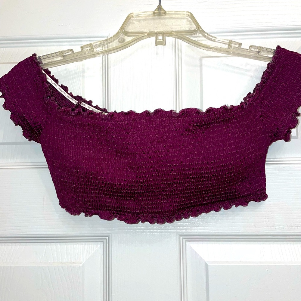 Burgundy off the sholder swim top